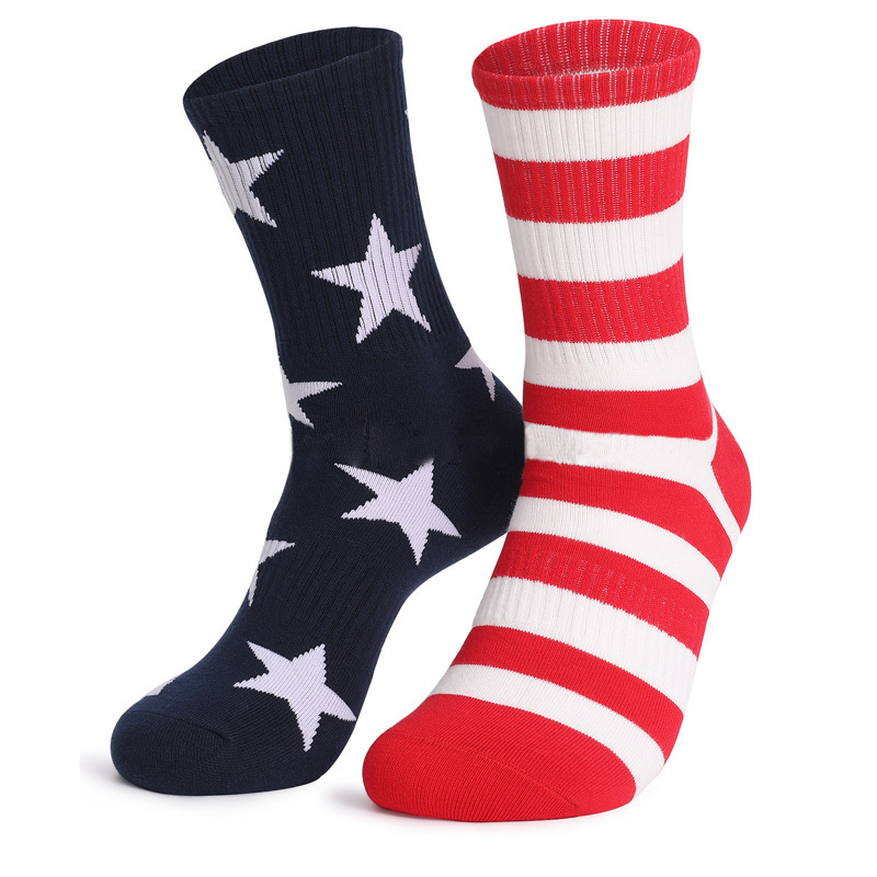 MenS Sports And Casual Socks With Patriotic Stars And Stripes Crew
